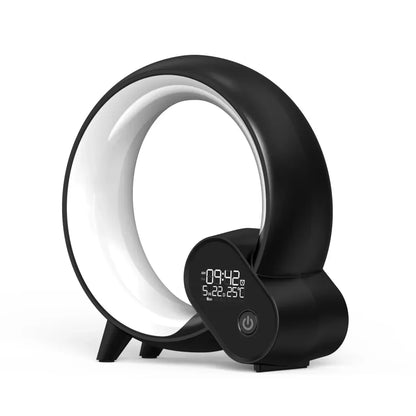 Creative Q Light Smart Alarm Clock Lamp – Bluetooth Speaker, Wireless Charger & Sunrise Mood Lighting - Black