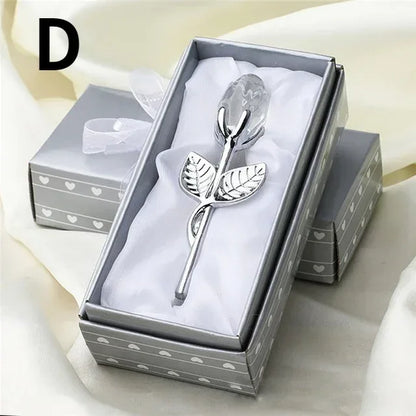 Crystal Glass Rose Flower Figurine Valentine’s & Wedding Gift Souvenir - Red