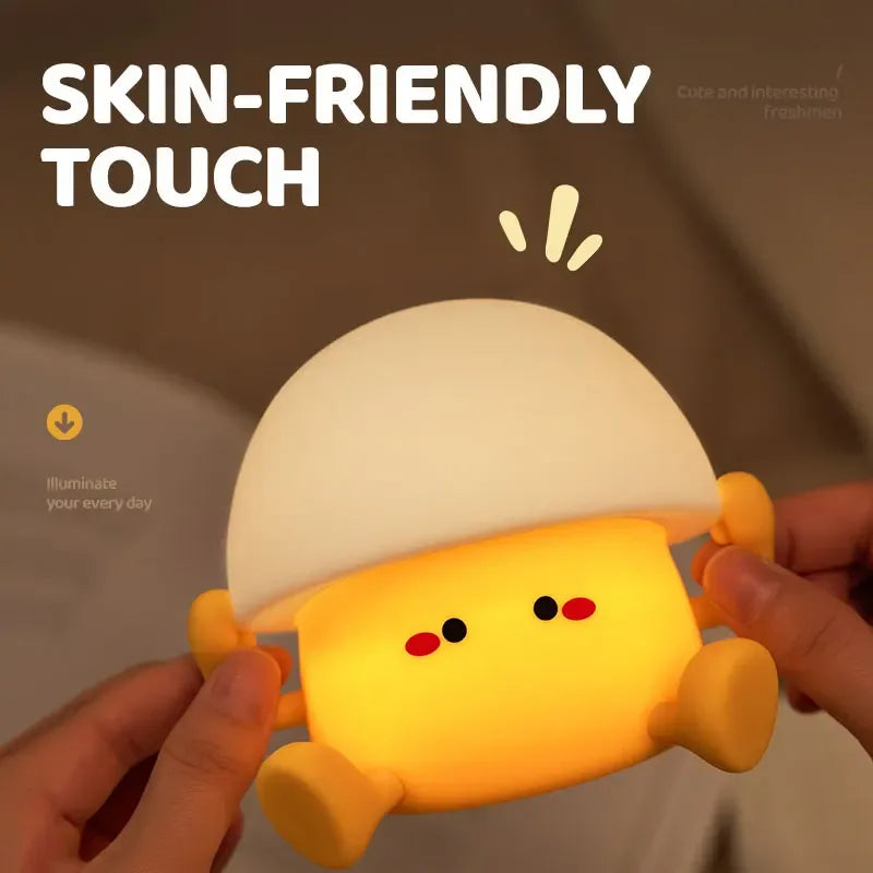 Cute Egg Yolk Mushroom Night Light Touch Dimmable USB Rechargeable Lamp - 
