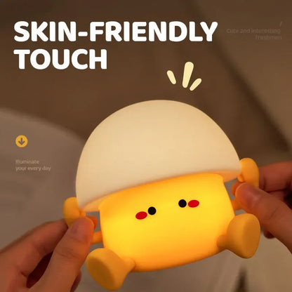 Cute Egg Yolk Mushroom Night Light Touch Dimmable USB Rechargeable Lamp - 
