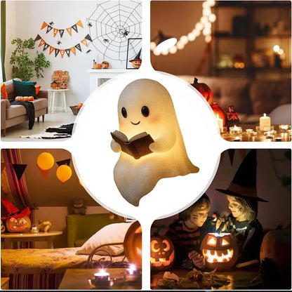 Cute Ghost Reading Lamp 3D LED Spooky Night Light for Book Lovers - 1pc