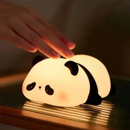 Cute Panda Silicone LED Night Light Touch Sensor Dimmable Nursery Lamp - Sleeping Panda