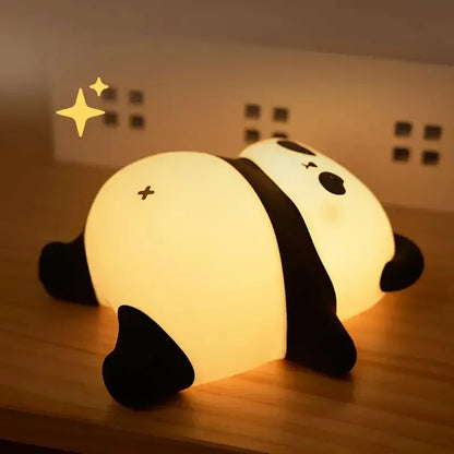 Cute Panda Silicone LED Night Light Touch Sensor Dimmable Nursery Lamp - Lying Panda