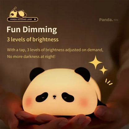 Cute Panda Silicone LED Night Light Touch Sensor Dimmable Nursery Lamp - Sleeping Panda
