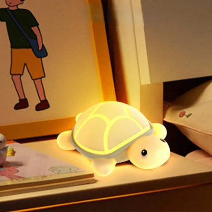Cute Turtle Silicone Night Light Touch Control RGB & Warm White LED Lamp - 