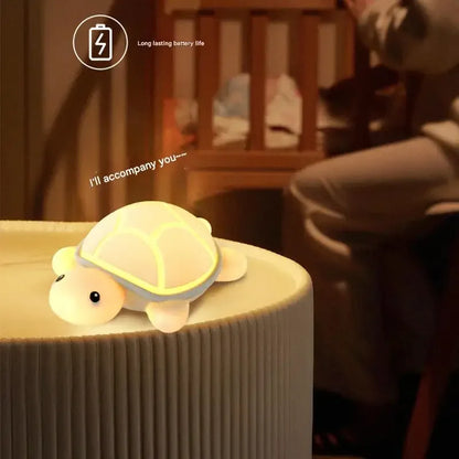 Cute Turtle Silicone Night Light Touch Control RGB & Warm White LED Lamp - 