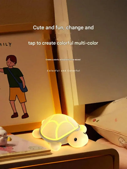 Cute Turtle Silicone Night Light Touch Control RGB & Warm White LED Lamp - 