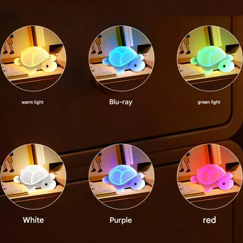 Cute Turtle Silicone Night Light Touch Control RGB & Warm White LED Lamp - 