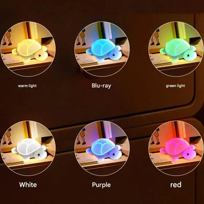 Cute Turtle Silicone Night Light Touch Control RGB & Warm White LED Lamp - 