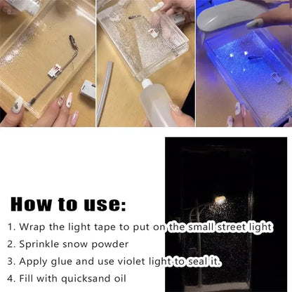 DIY Snowy Night Street Light Kit Flowing Sand Snowflake Night Light - Style A
