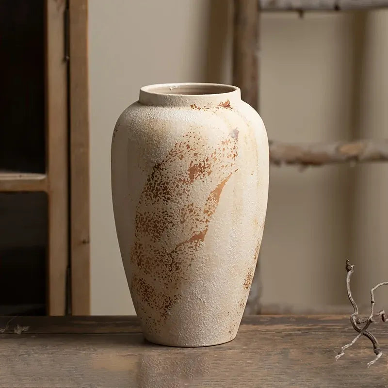 Vintage Speckled Ceramic Vase – Rustic Pampas Decor | Ninjanew