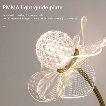 Decorative light fixture with PMMA light guide plate on a gray background
