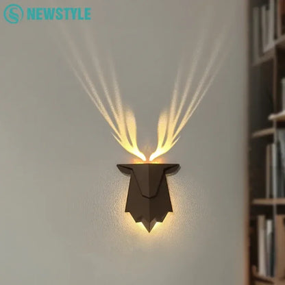 Deer Shadow LED Wall Night Light – Rechargeable 3-Level Dimmable Bedside Lamp - 