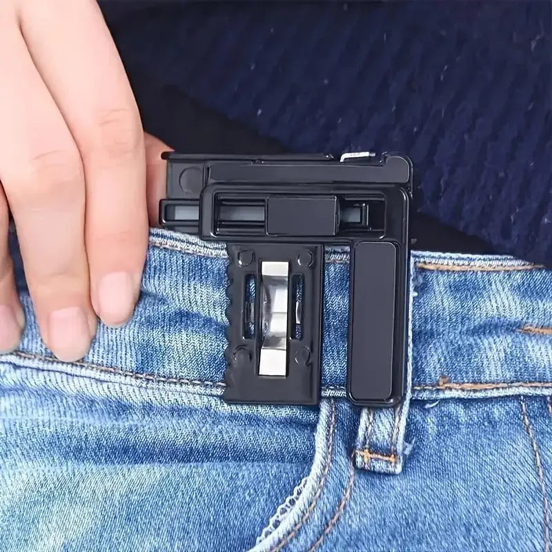 Detachable Pants Waist Adjustment Buckle Universal Folding Waist Shrink Clip - Black