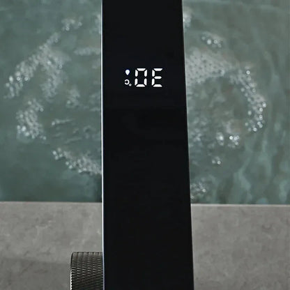 Digital LED Display Bathroom Faucet Intelligent Brass Basin Mixer Tap - Black