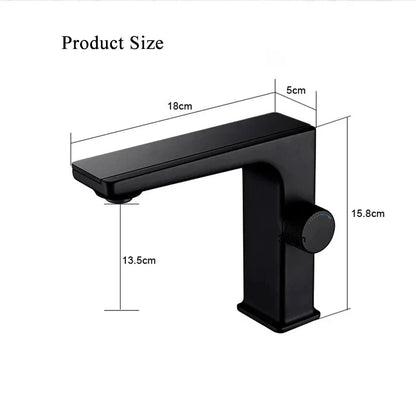 Digital LED Display Bathroom Faucet Intelligent Brass Basin Mixer Tap - Black
