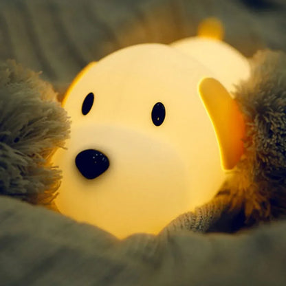Dimmable Puppy Silicone Night Light Touch Control & Timer Rechargeable Lamp - 