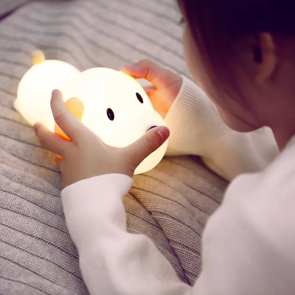 Dimmable Puppy Silicone Night Light Touch Control & Timer Rechargeable Lamp - 