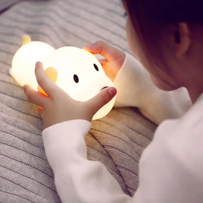 Dimmable Puppy Silicone Night Light Touch Control & Timer Rechargeable Lamp - 