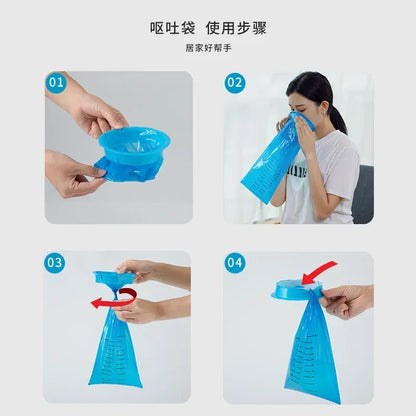 Disposable Vomit Bags with Snap Ring 1000ml Leak-Proof Emesis Bags - 5 Pcs