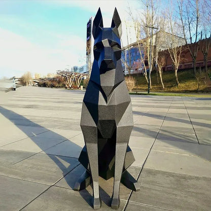 Geometric Doberman Sculpture – Modern Black Statement Decor - 100cm