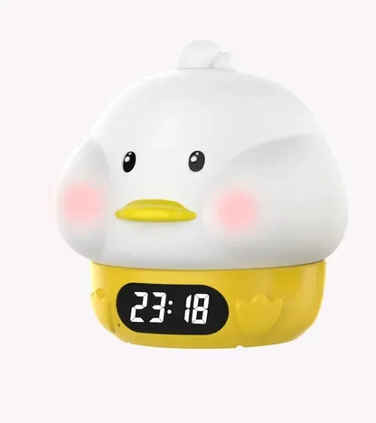 Cute Duck Silicone Night Light & Alarm Clock RGB Color & Temperature Display - Yellow Duck
