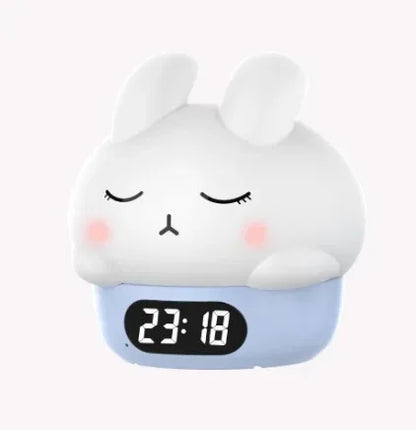 Cute Duck Silicone Night Light & Alarm Clock RGB Color & Temperature Display - Blue Cat
