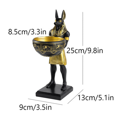 Egyptian Anubis Candy Bowl Statue – Ancient Egypt Resin Key & Snack Holder - 