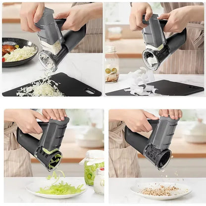 Electric Cheese Grater & Salad Maker 40W Portable Rotary Slicer with 4 Blades - Black