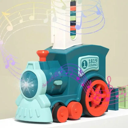 Automatic Electric Domino Train Set 60pc Colorful Blocks Educational Toy - 