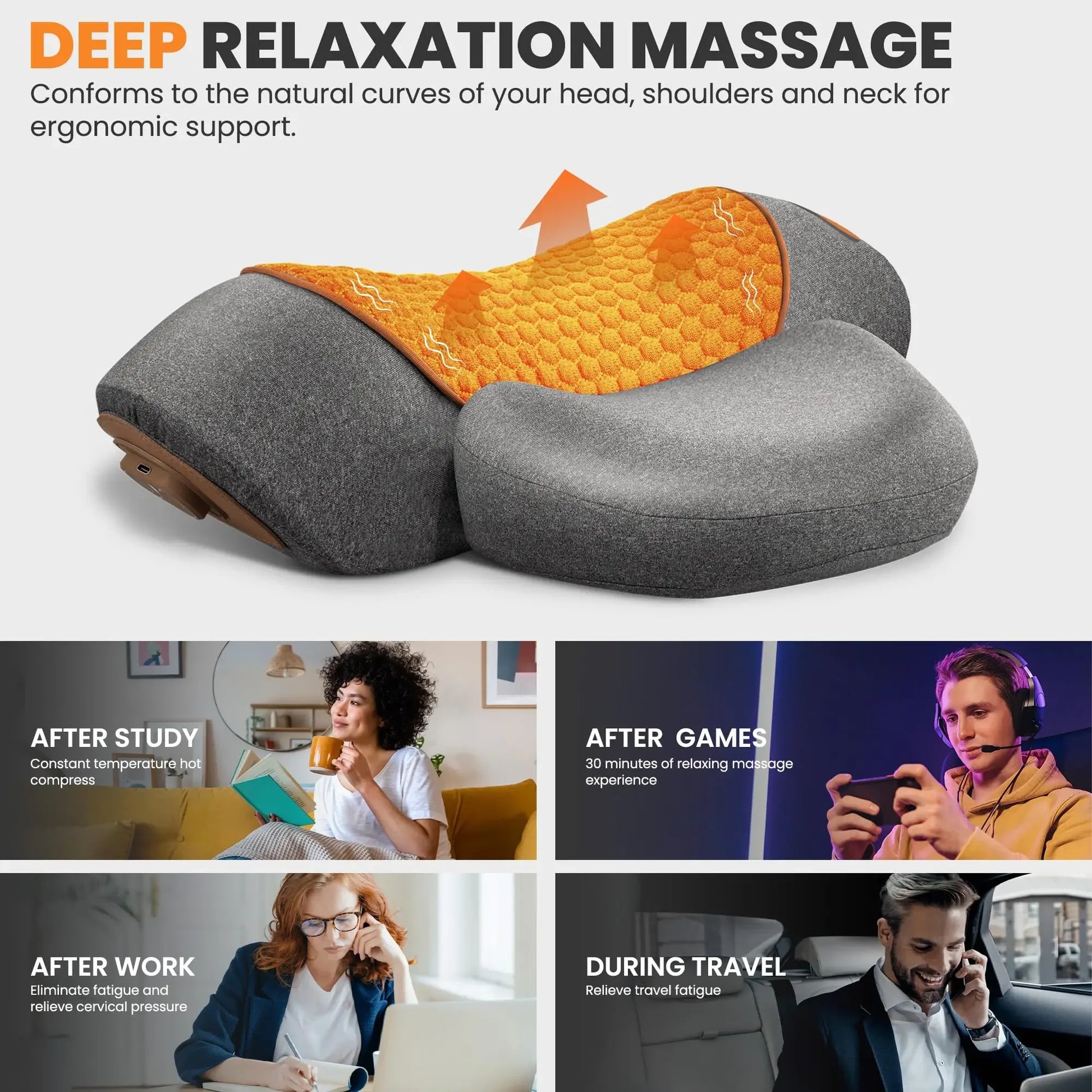 Electric Neck Massager & Heating Pillow Cervical Traction Vibration Massager - Hot-Massage
