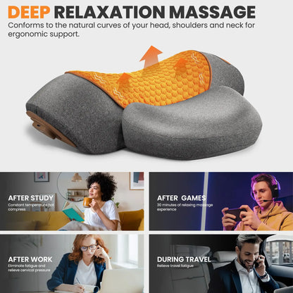 Electric Neck Massager & Heating Pillow Cervical Traction Vibration Massager - Hot-Massage