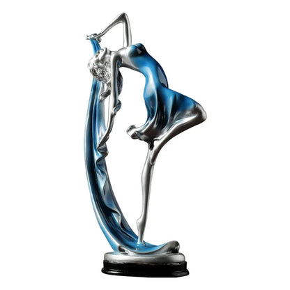 Elegant Dancer Sculpture – Contemporary Resin Art Accent - Blue