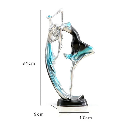 Elegant Dancer Sculpture – Contemporary Resin Art Accent - Blue