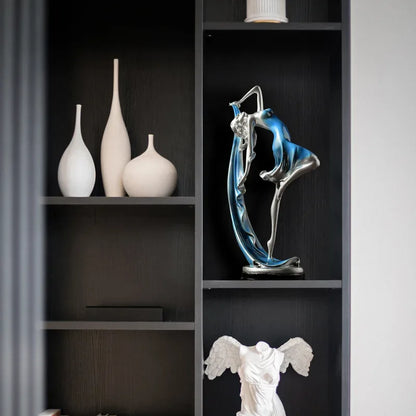 Elegant Dancer Sculpture – Contemporary Resin Art Accent - Blue