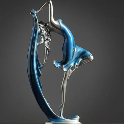 Elegant Dancer Sculpture – Contemporary Resin Art Accent - Blue