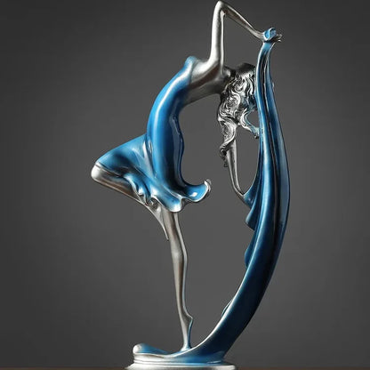 Elegant Dancer Sculpture – Contemporary Resin Art Accent - Blue