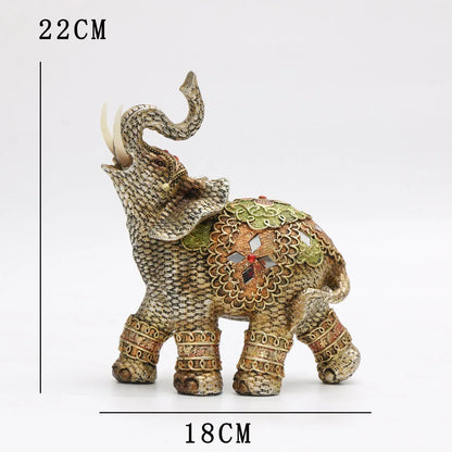 Exotic Embellished Elephant Figurine Resin Decorative Statue for Home Decor - 14 x 12 cm