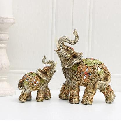 Exotic Embellished Elephant Figurine Resin Decorative Statue for Home Decor - 14 x 12 cm