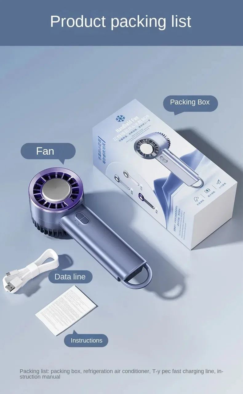 Handheld Ice Compressed Fan Semiconductor Cooling USB Portable Turbo Fan - White