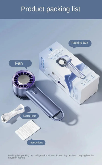 Handheld Ice Compressed Fan Semiconductor Cooling USB Portable Turbo Fan - White