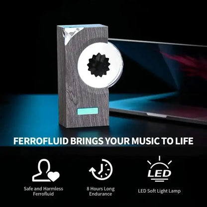 Ferrofluid device with LED soft light lamp on a dark background