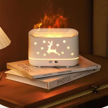 Flame Effect Air Humidifier Silent USB Essential Oil Diffuser & Night Light - 