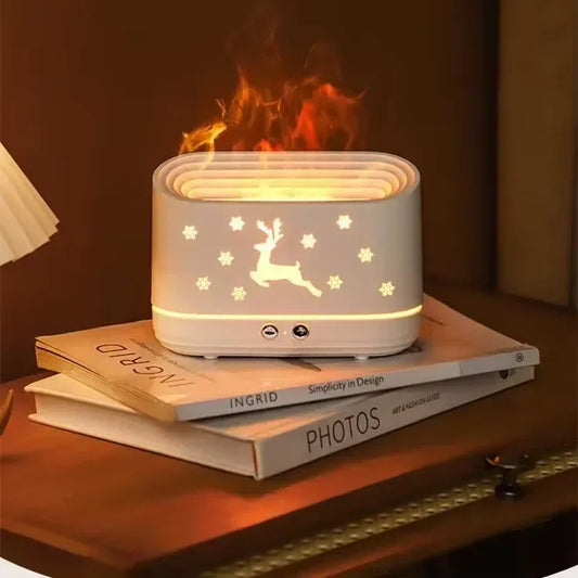 Flame Effect Air Humidifier Silent USB Essential Oil Diffuser & Night Light - 