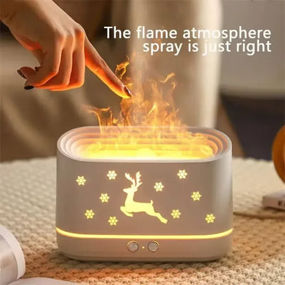 Flame Effect Air Humidifier Silent USB Essential Oil Diffuser & Night Light - 