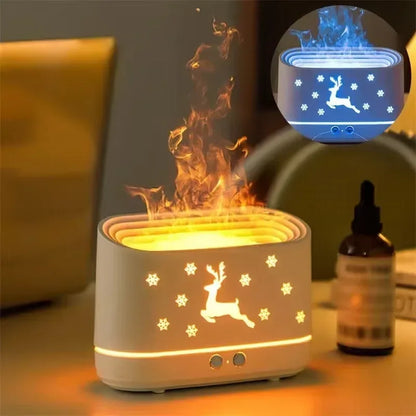 Flame Effect Air Humidifier Silent USB Essential Oil Diffuser & Night Light - 