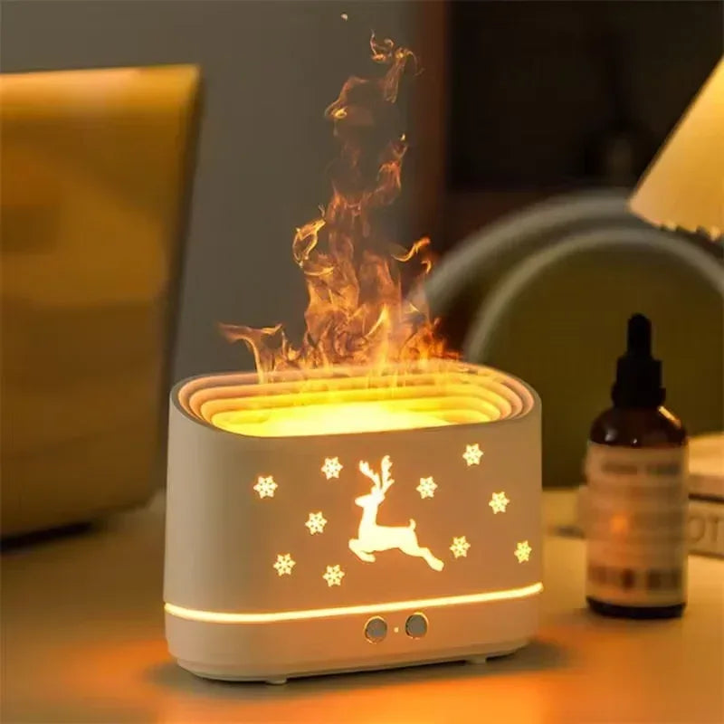 Flame Effect Air Humidifier Silent USB Essential Oil Diffuser & Night Light - 