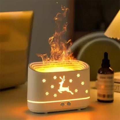 Flame Effect Air Humidifier Silent USB Essential Oil Diffuser & Night Light - 
