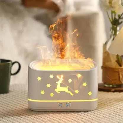 Flame Effect Air Humidifier Silent USB Essential Oil Diffuser & Night Light - 