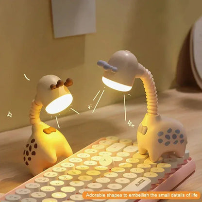 Flexible Giraffe LED Night Light Rechargeable Portable Desktop Lamp - Pink